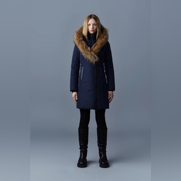 MACKAGE KAY down coat with natural fur Signature Mackage Collar Blue Size XS - Picture 7 of 9